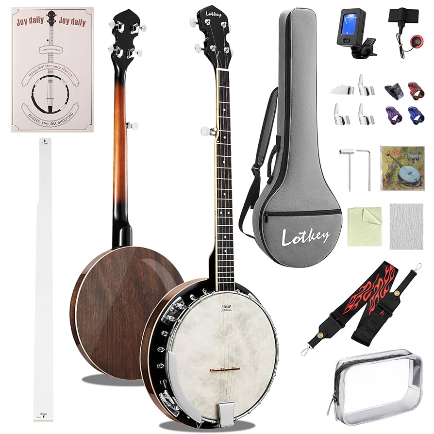 Amazon.com: Lotkey 38-Inch 5 String Banjo, Remo Drum Head